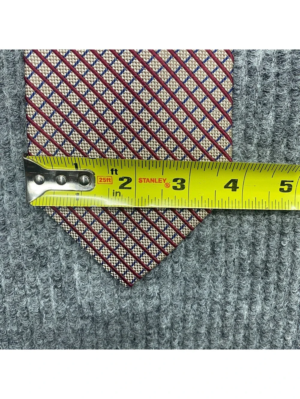 Brooks Brothers Basics Necktie Red Blue Striped Plaid Pure Silk Tie Made In USA